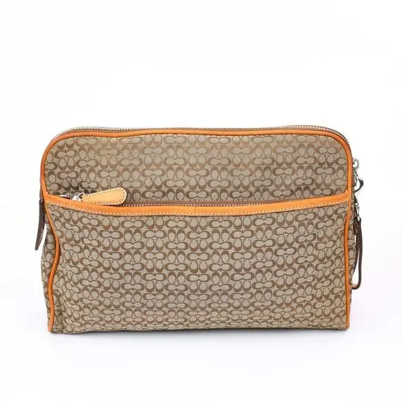 Coach Signature Brown Pouch Bag - Picture 2 of 7